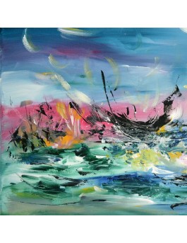 tableau abstrait bateaux barque