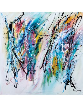 tableau abstrait multicolore sur toile