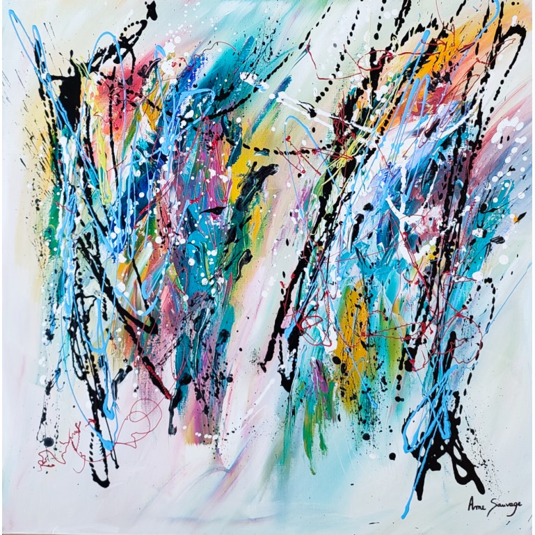 tableau abstrait multicolore sur toile