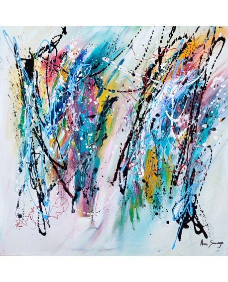 tableau abstrait multicolore sur toile