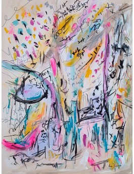 tableau abstrait coloré vertical moderne