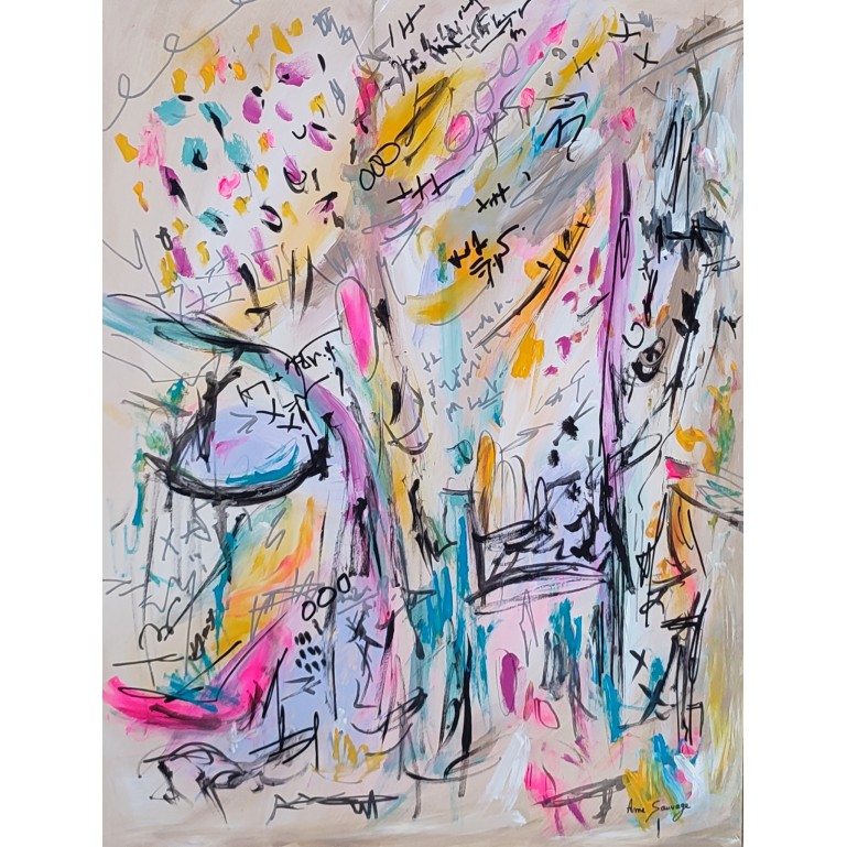 tableau abstrait coloré vertical moderne