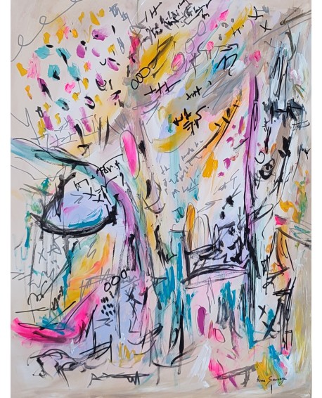 tableau abstrait coloré vertical moderne