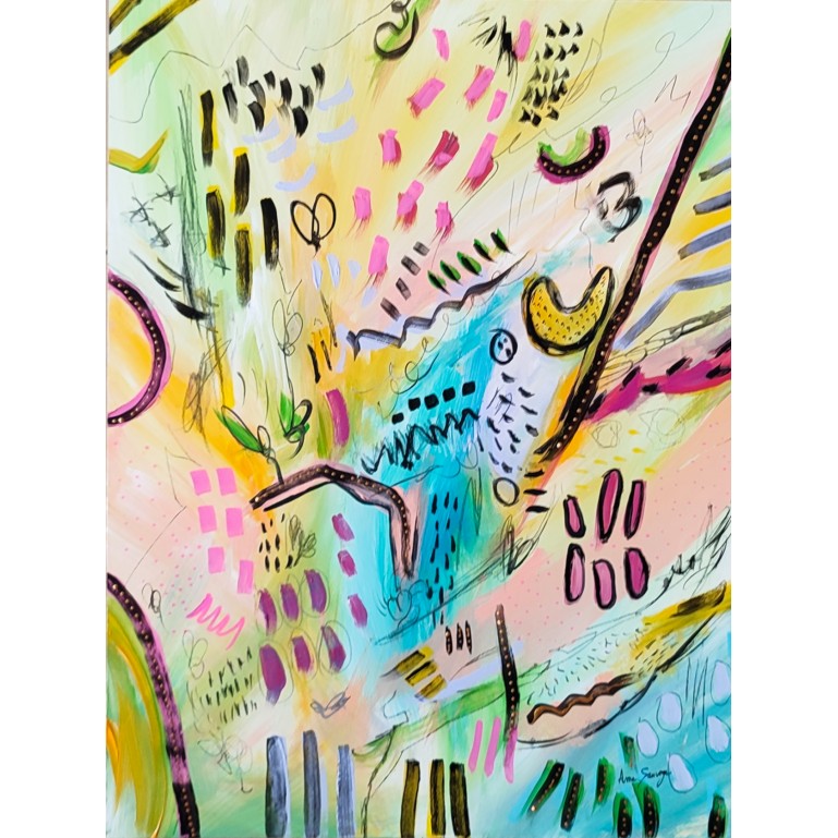 petit tableau abstrait multicolore joyeux