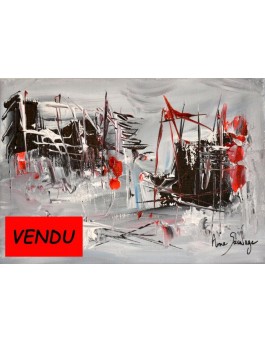  tableau gris et rouge-L'express