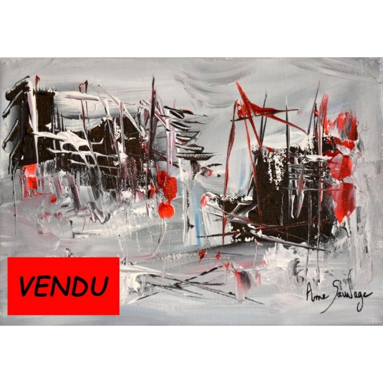  tableau gris et rouge-L'express