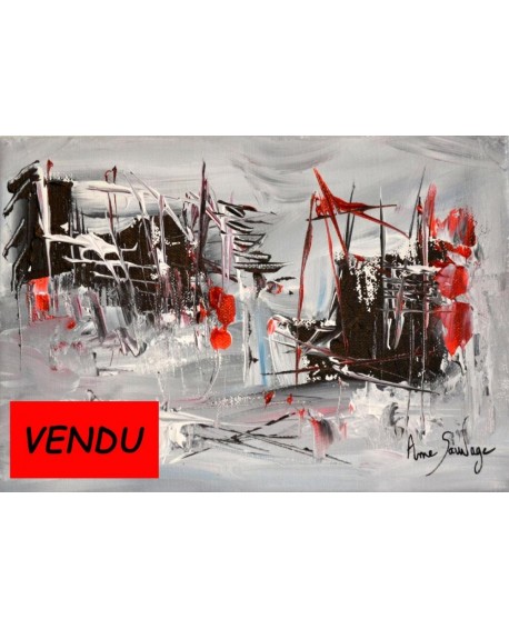  tableau gris et rouge-L'express