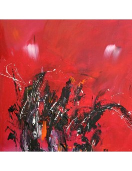 Peinture abstraite rouge noir