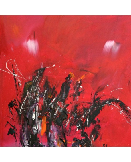 Peinture abstraite rouge noir