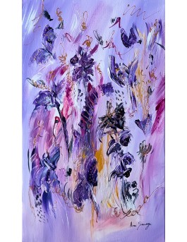 tableau abstrait violet fleurs