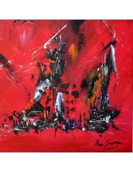 Peinture abstraite rouge noir