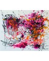 tableau abstrait rose orange flashy
