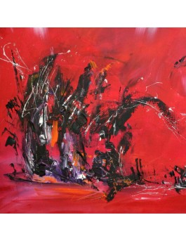 Peinture abstraite rouge noir