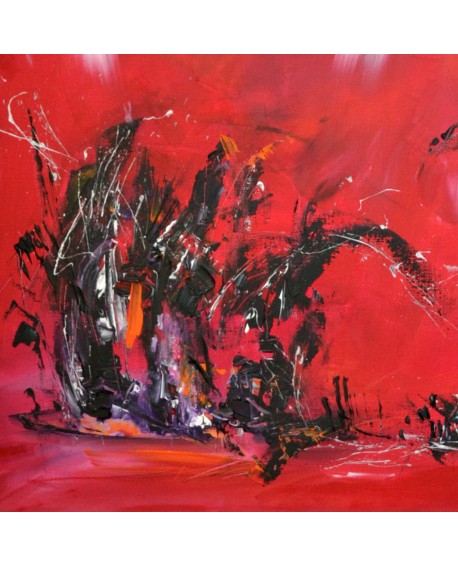 Peinture abstraite rouge noir
