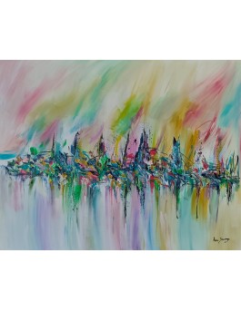grand tableau abstrait coloré