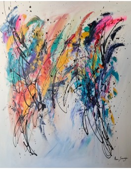 grand tableau abstrait vertical coloré