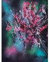 tableau abstrait noir rouge rose blanc