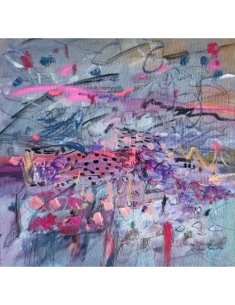 tableau abstrait gris rose