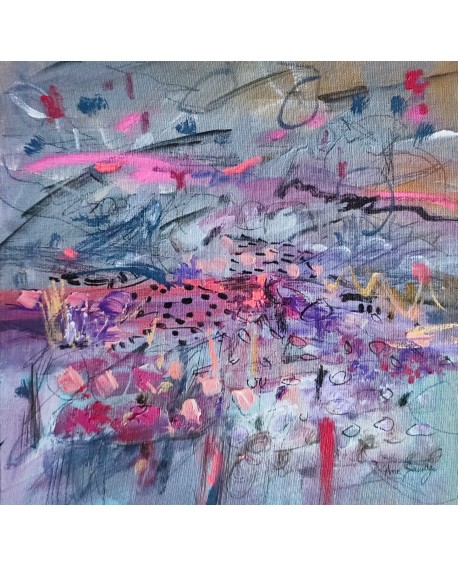tableau abstrait gris rose
