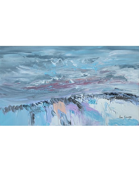 tableau abstrait bleu pastel