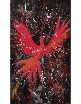 tableau abstrait phénix rouge noir phoenix