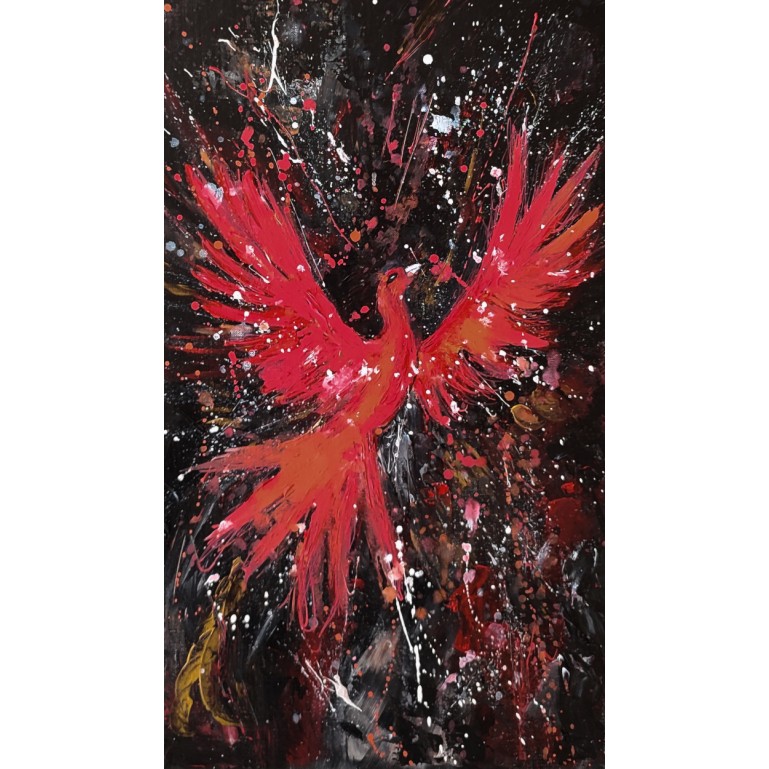 tableau abstrait phénix rouge noir phoenix