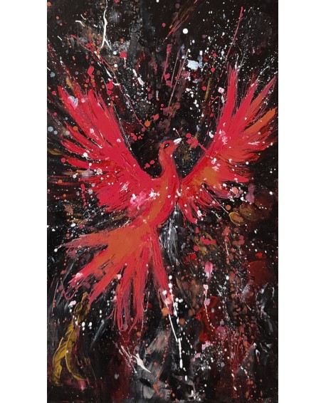 tableau abstrait phénix rouge noir phoenix