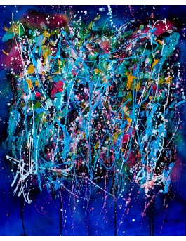 tableau abstrait moderne bleu électrique