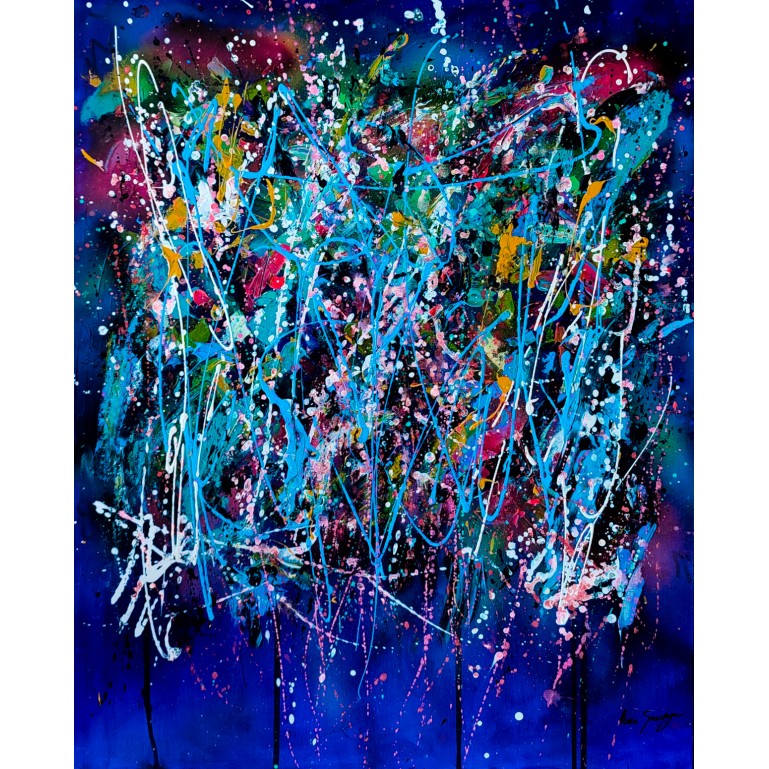 tableau abstrait moderne bleu électrique