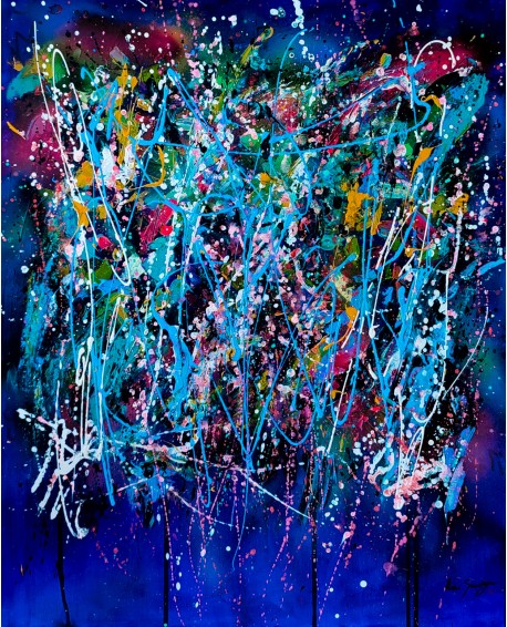 tableau abstrait moderne bleu électrique