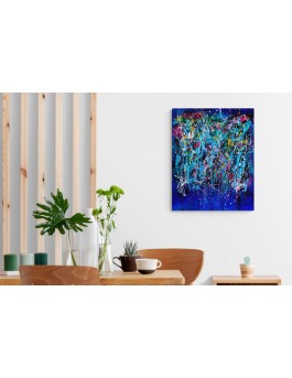 tableau abstrait bleu electrique moderne