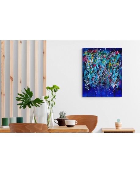 tableau abstrait bleu electrique moderne