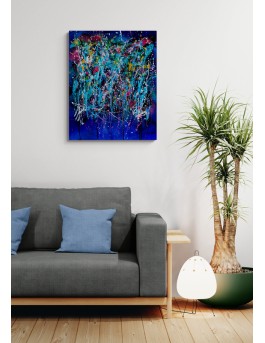 tableau abstrait moderne bleu éclatant