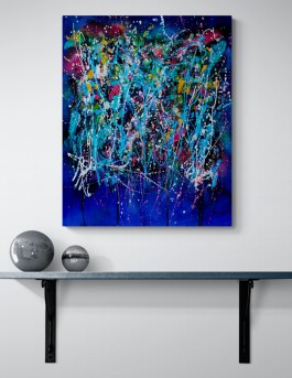 tableau abstrait bleu vertical unique