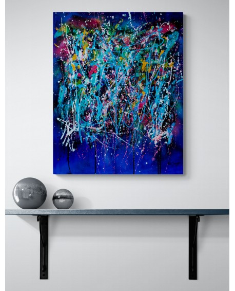 tableau abstrait bleu vertical unique
