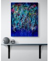 tableau abstrait bleu vertical unique