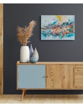 grand tableau coloré abstrait