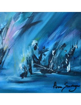 tableau abstrait moderne bleu nature
