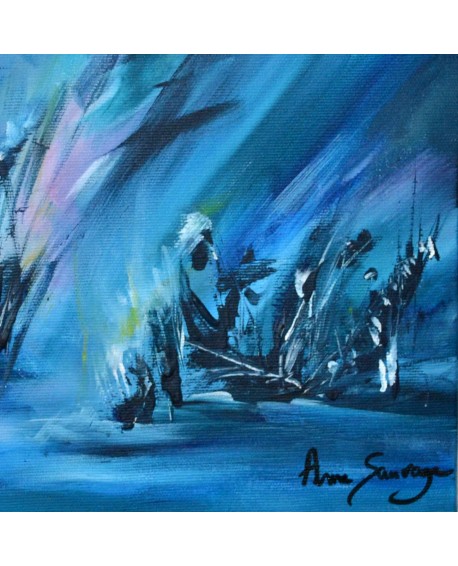 tableau abstrait moderne bleu nature