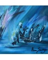 tableau abstrait moderne bleu nature