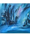 tableau abstrait moderne bleu nature