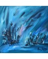 tableau abstrait moderne bleu nature