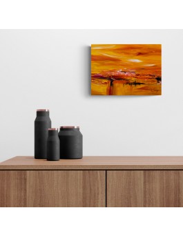 tableau abstrait orange jaune