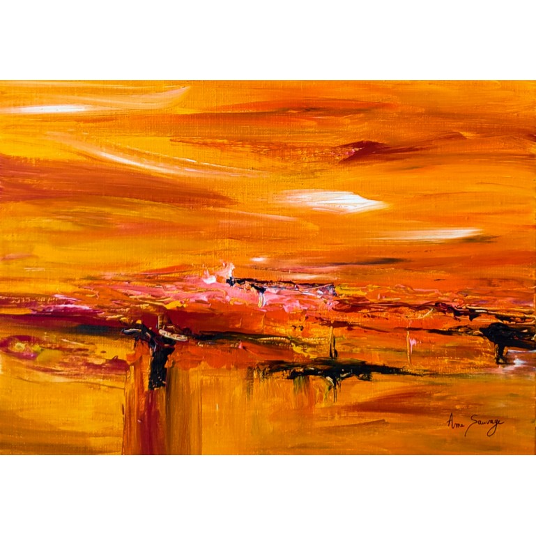 tableau abstrait orange jaune