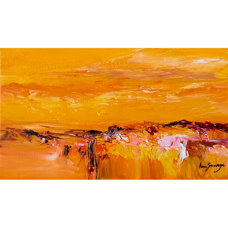tableau abstrait jaune orange