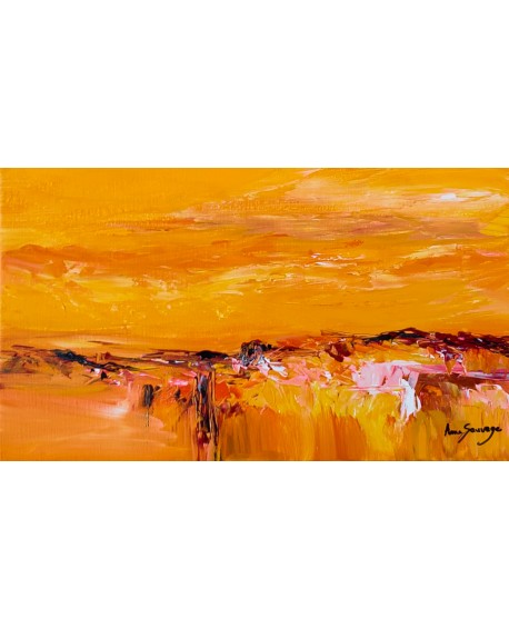 tableau abstrait jaune orange