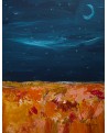 tableau-abstrait-bleu-orange-lune-nuit