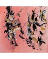 tableau abstrait rose noir or