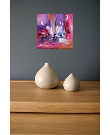 tableau abstrait violet rose