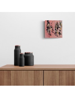 tableau abstrait rose noir or